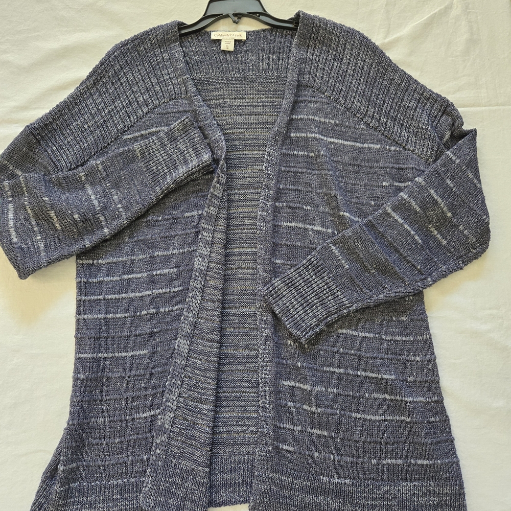 Coldwater Creek Blue-Gray Striped Cardigan
